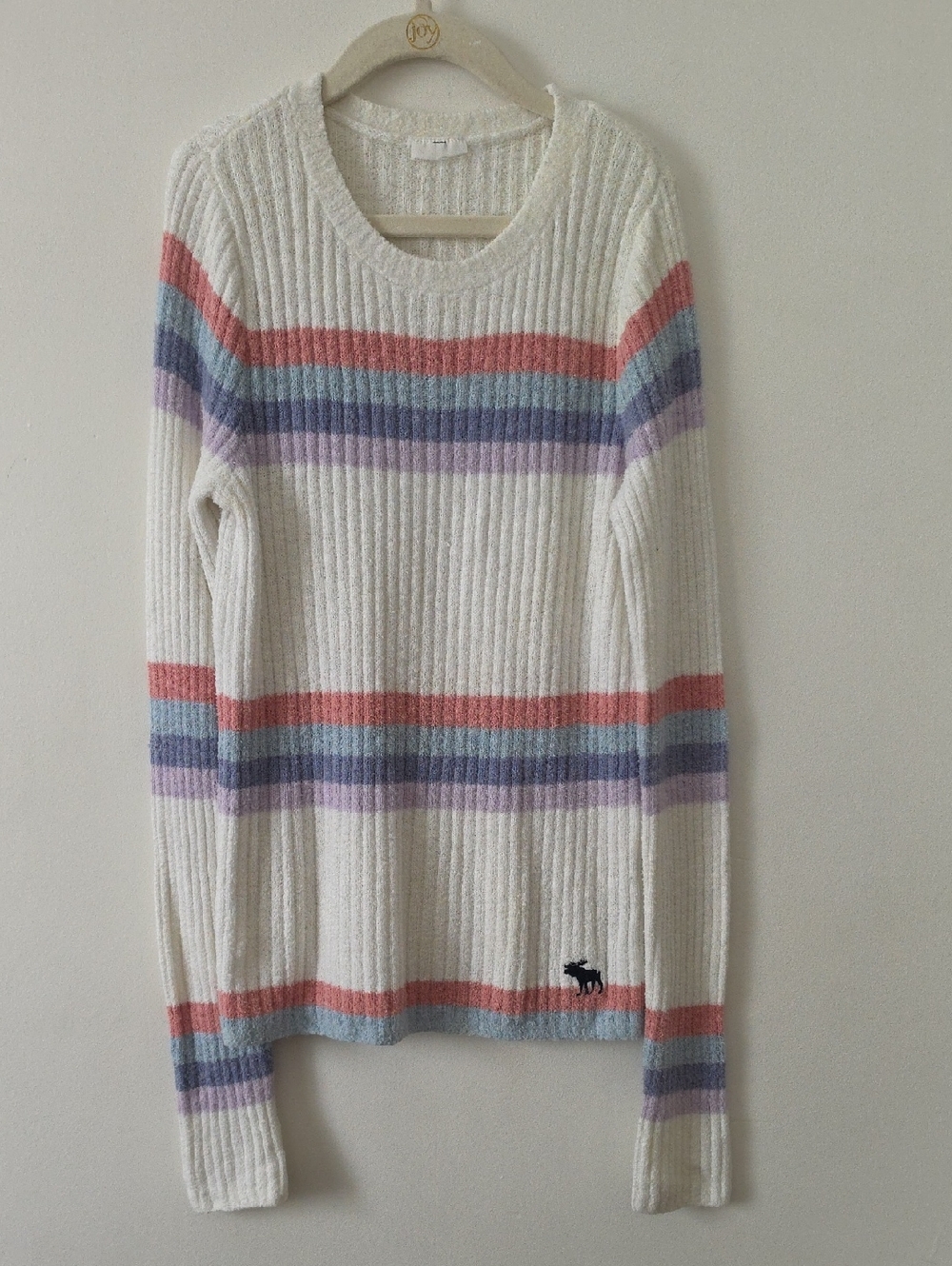 Abercrombie Girl's Striped Crewneck Sweater with Pastel Accents 11/12 Yrs